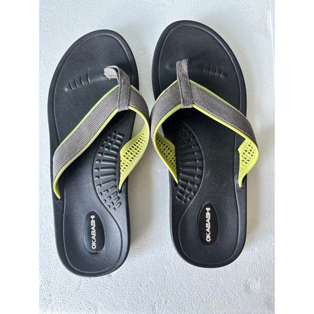 Okabashi Black Gray Thong Flip Flop Sandals Women's Size M/L